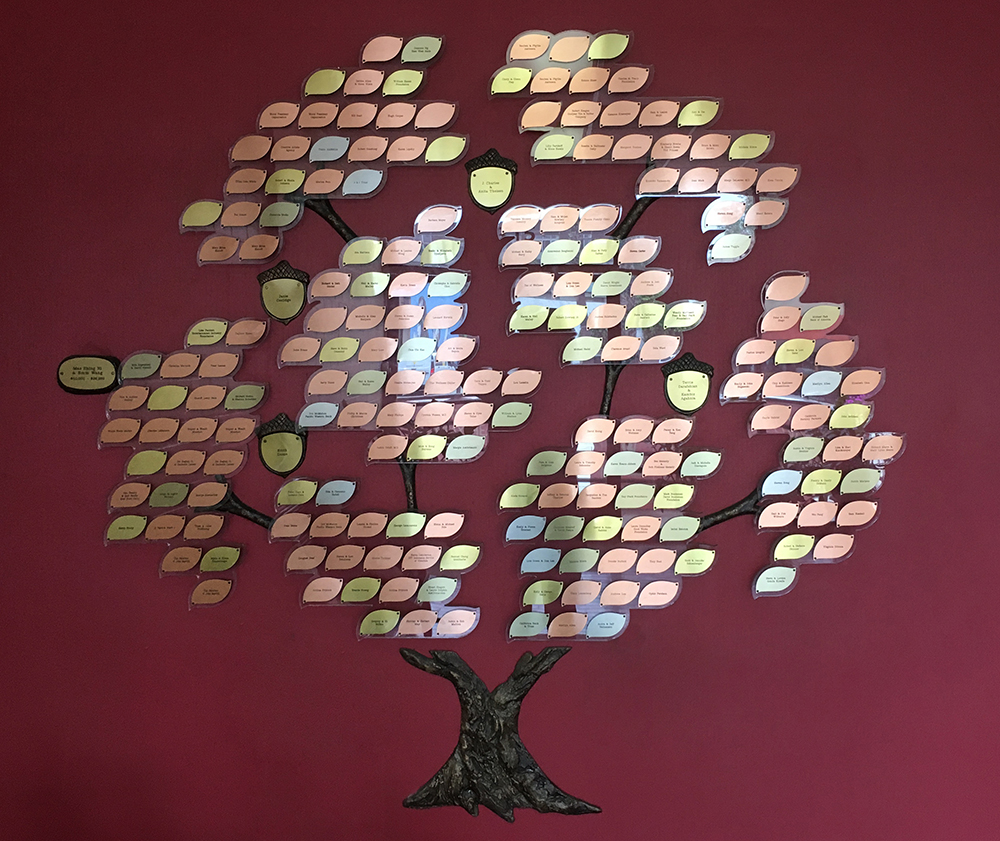 A 200 leaf tree of gold, silver, and copper leaves.