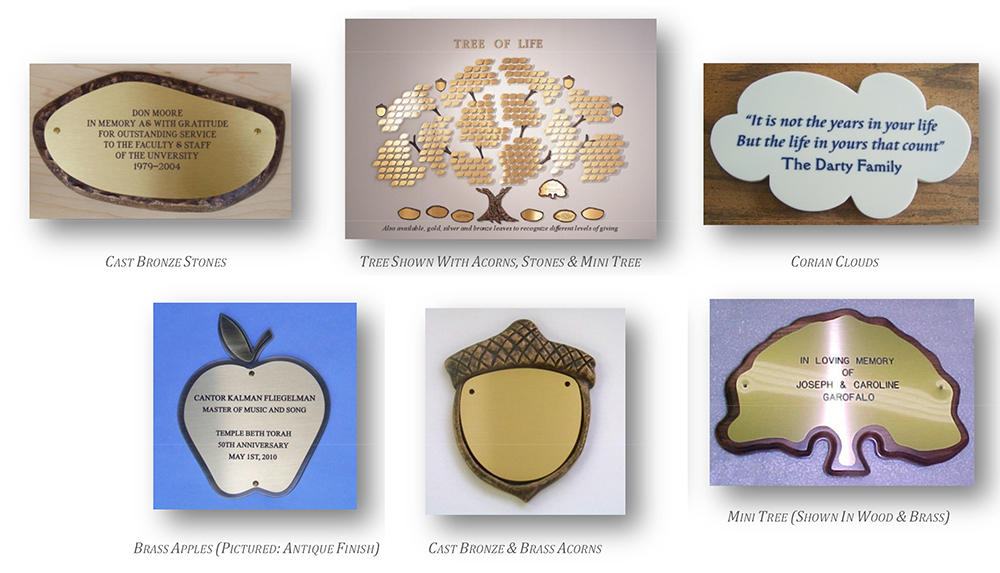 Available accessories include cast bronze stones, acorns, and Corian clouds